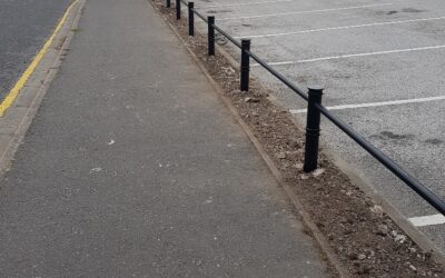 Supply and Installation of Uniquely Fabricated Knee Rails – Retail Park, Staffordshire